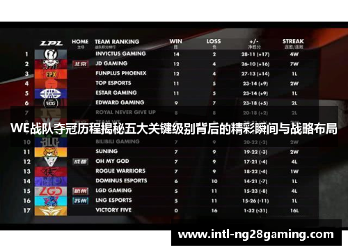 WE战队夺冠历程揭秘五大关键级别背后的精彩瞬间与战略布局